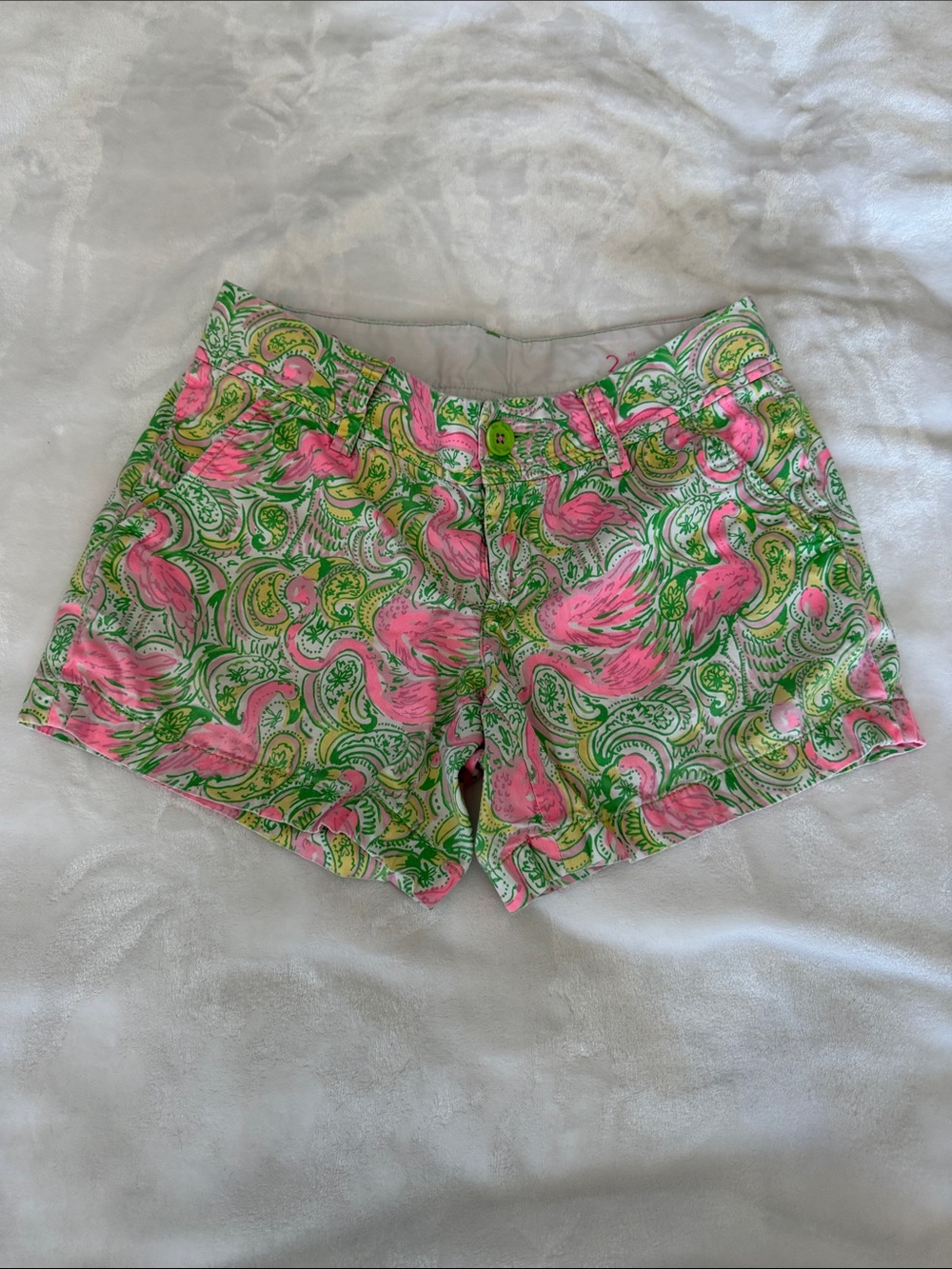 Lilly Pulitzer Pink Flamingo Paisley Print Shorts. Size 2.